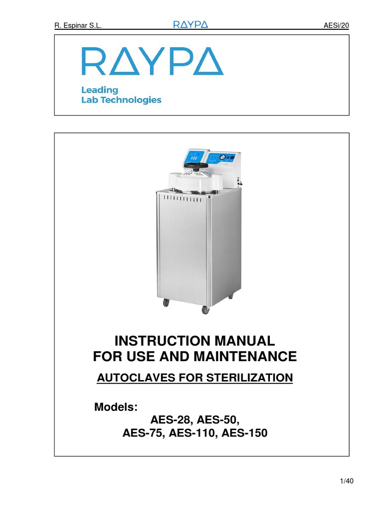 Instruction Manual For Use and Maintenance Autoclaves For