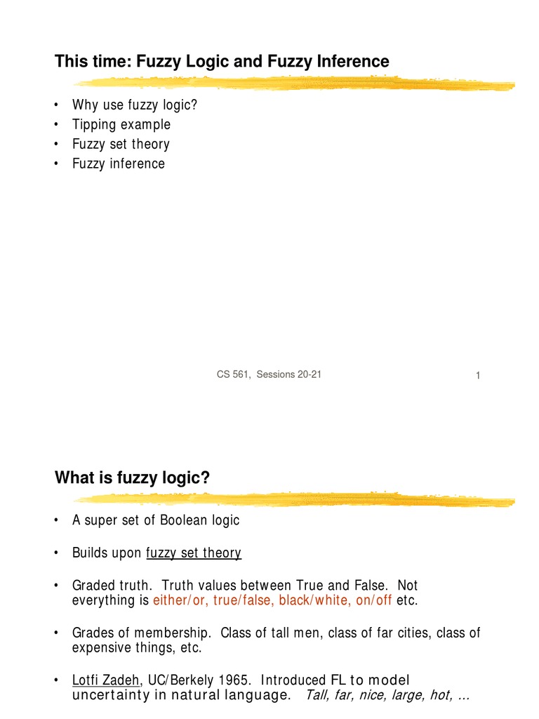 This Time: Fuzzy Logic and Fuzzy Inference | PDF | Fuzzy Logic | Logic