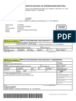 Recibo de pagamento de parcela de curso técnico