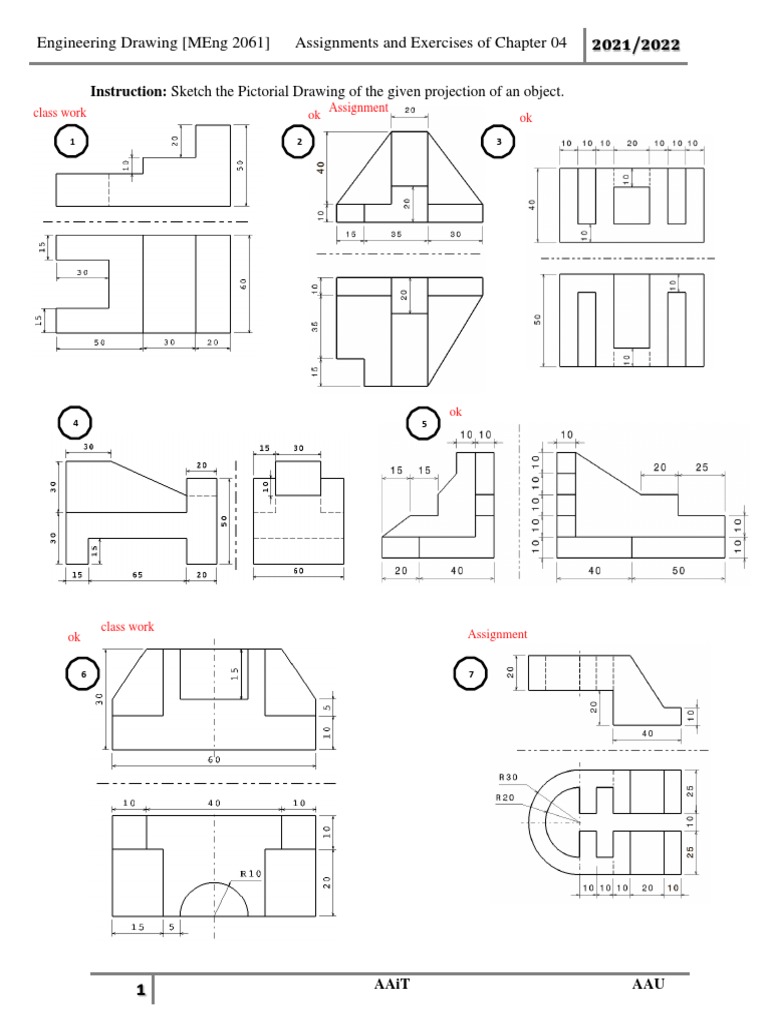 Assignments On Chapter 4 (Pictorial Drawing) PDF