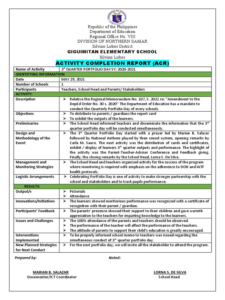 ACRPORTFOLIO DAY Q3 Sample PDF Cognition Learning