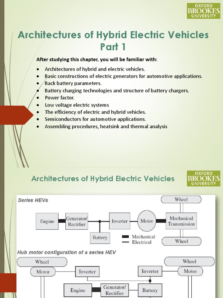 Vehicles Architectures. Part 1 PDF Electric Vehicle Hybrid
