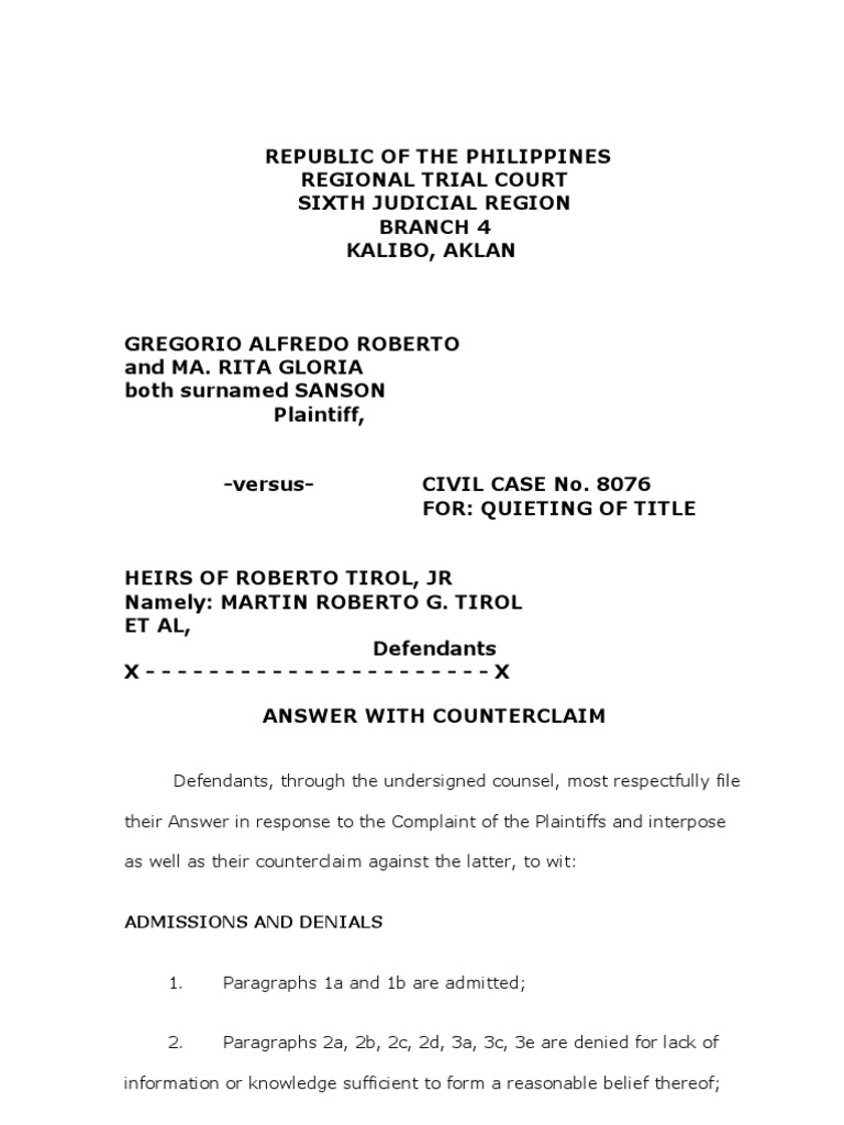 branch judicial parts of (1 Ceballos Sample Answer Counterclaim Vic With (Final)