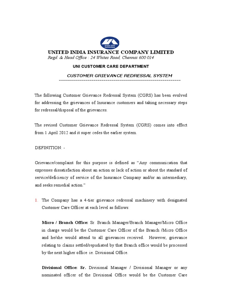 United India Insurance Company Limited Regd Head Office 24 Whites