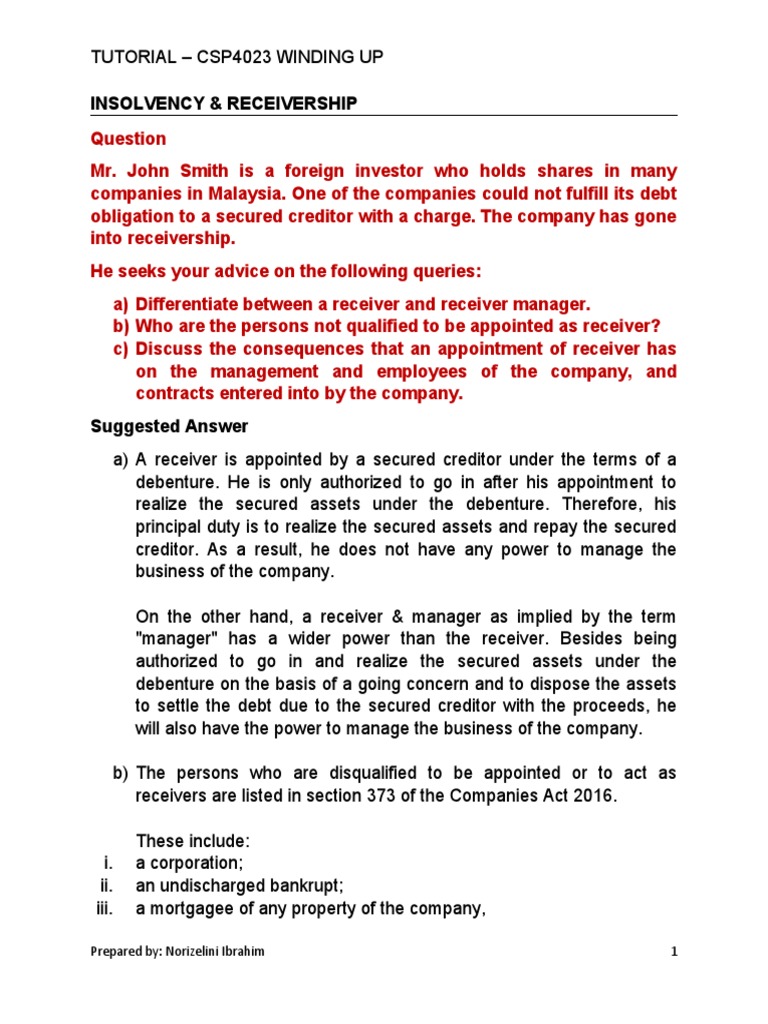 TUTORIAL PDF Liquidation Receivership