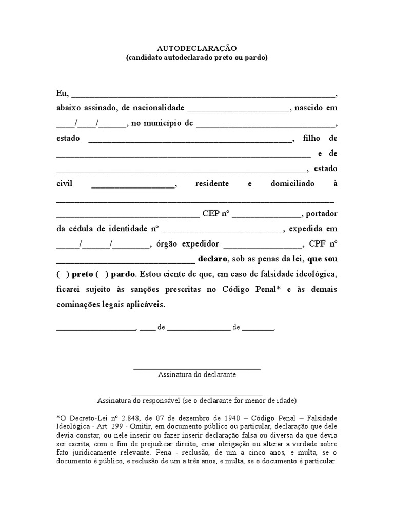 Formulario Auto Declaracao | PDF