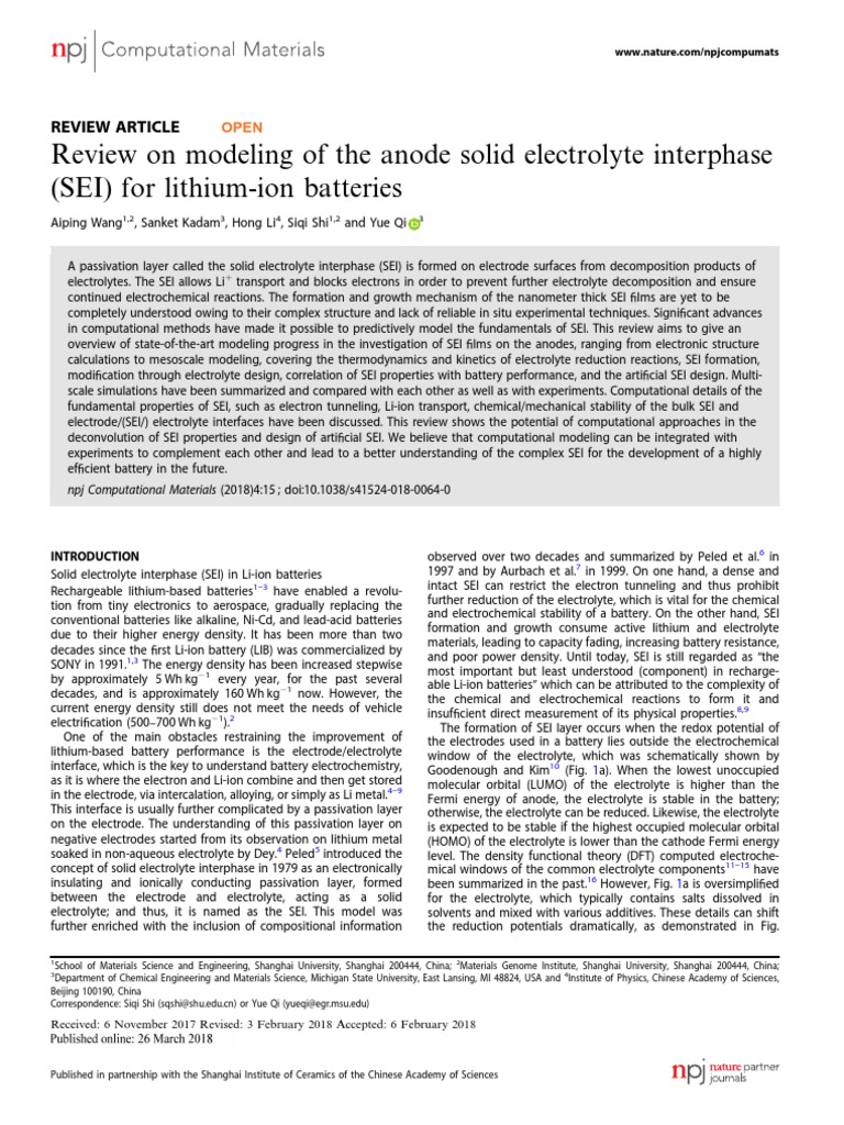 Review On Modeling of The Anode Solid Electrolyte Interphase (SEI) For
