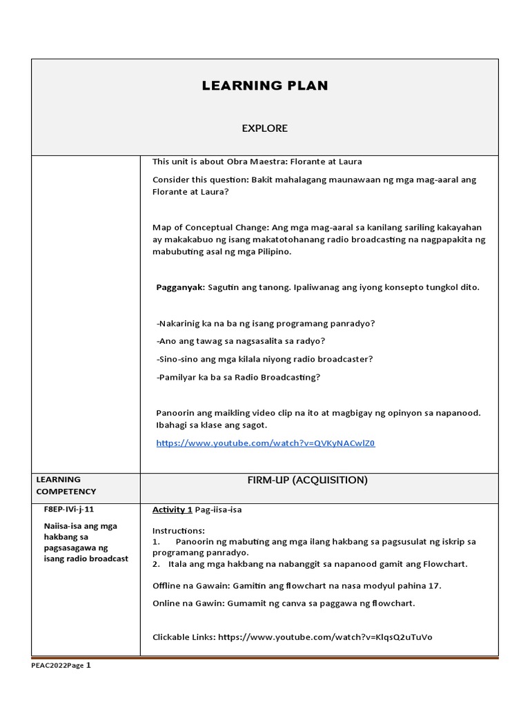 Pangkat 8 - Learning Plan | PDF