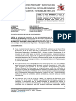 RESOLUCION N.º 00210-2022-JEE-HMGA/JNE: Elecciones Regionales Y Municipales 2022 Jurado Electoral Especial de Huamanga