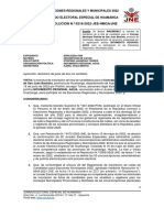 RESOLUCION N.º 0218-2022-JEE-HMGA/JNE: Elecciones Regionales Y Municipales 2022 Jurado Electoral Especial de Huamanga