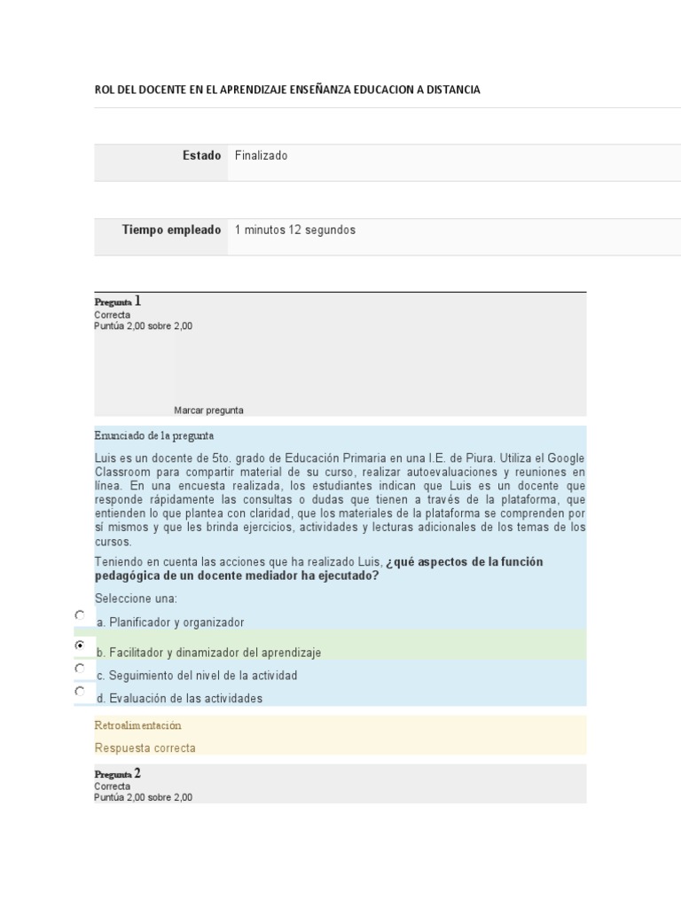 Rol Del Docente en El Aprendizaje Enseñanza Educacion A Distancia | PDF ...