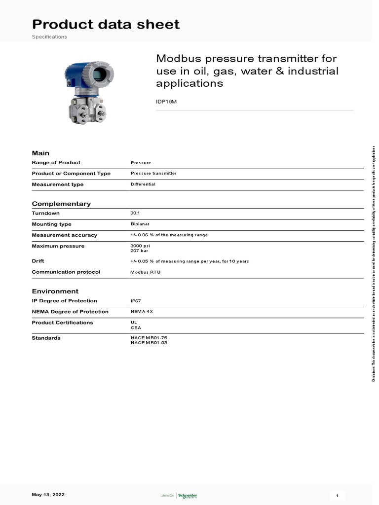 Foxboro Pressure Transmitters IDP10M PDF