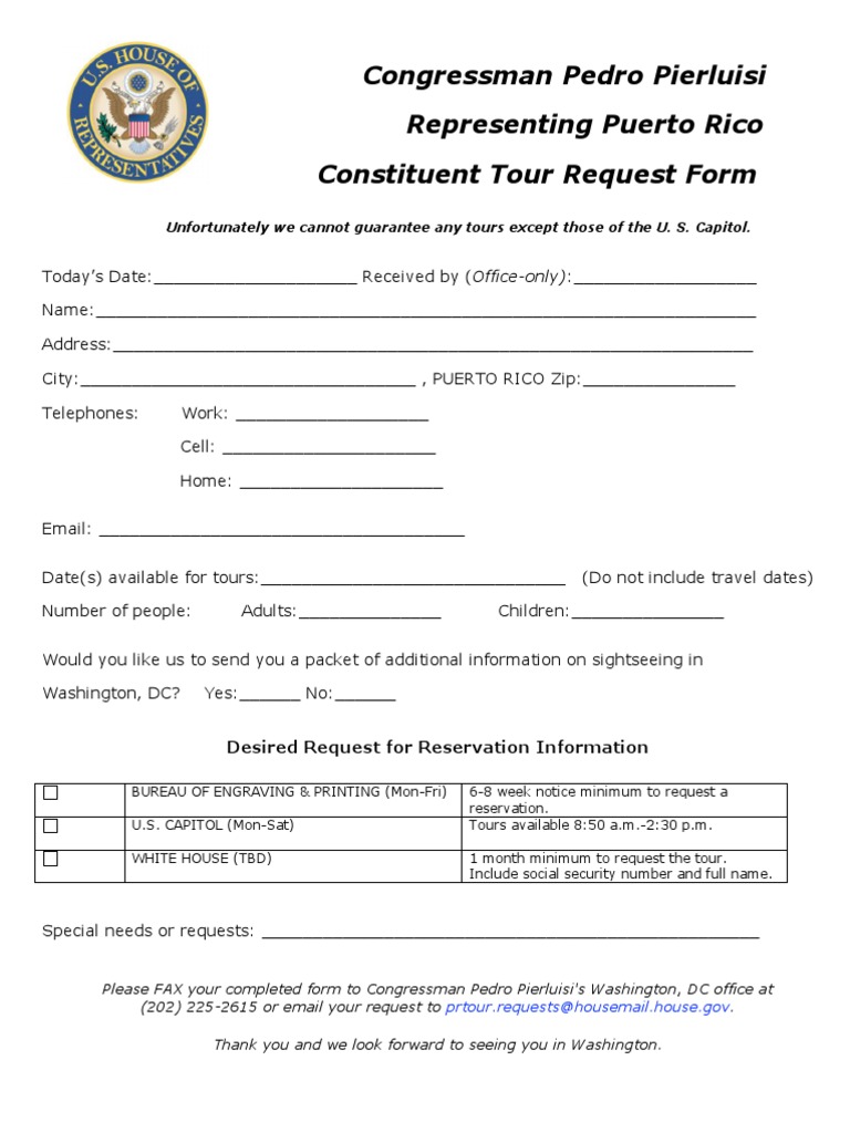 Puerto Rico Tour Request Form | PDF | Law