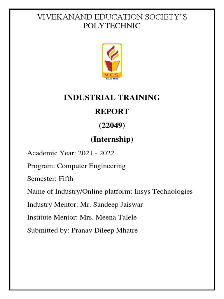 Industrial Training Report Format PDF Operating System Laptop
