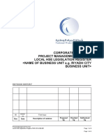 Corporate Projects Project Management Manual Local Hse Legislation Register