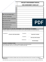 Project Management Manual Hse Assessment Checklist: Acceptance of The Hse Assessment For The Method Statement