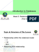 Introduction To Databases: Week 5: Relational Database (Part 2)