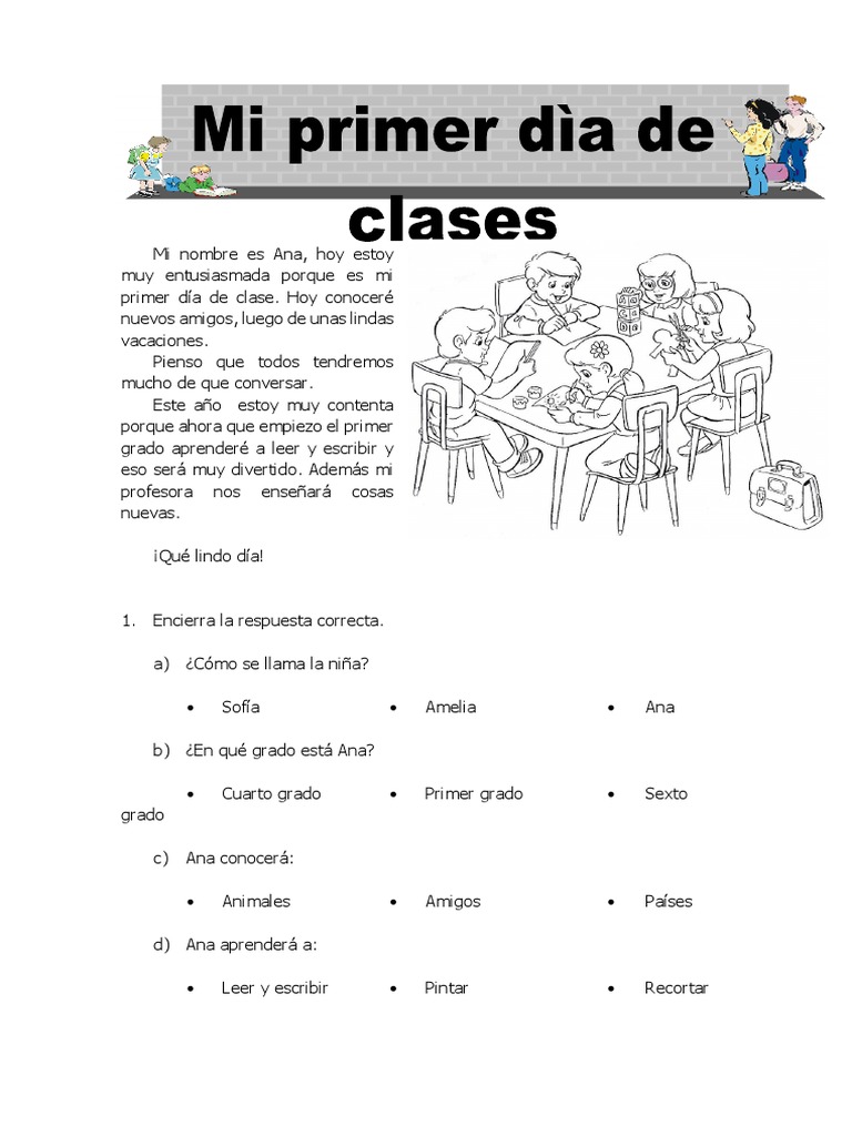 Primer día de clases de Ana | PDF