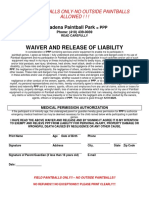 Waiver and Release of Liability: Pasadena Paintball Park
