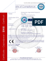 Certificate of Compliance: Certificate's Holder: Dongyang Yige Metal Products Co., Ltd. Certification ECM Mark