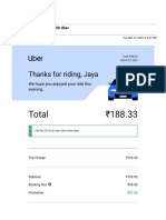 Your Tuesday evening Uber trip for ₹188.33