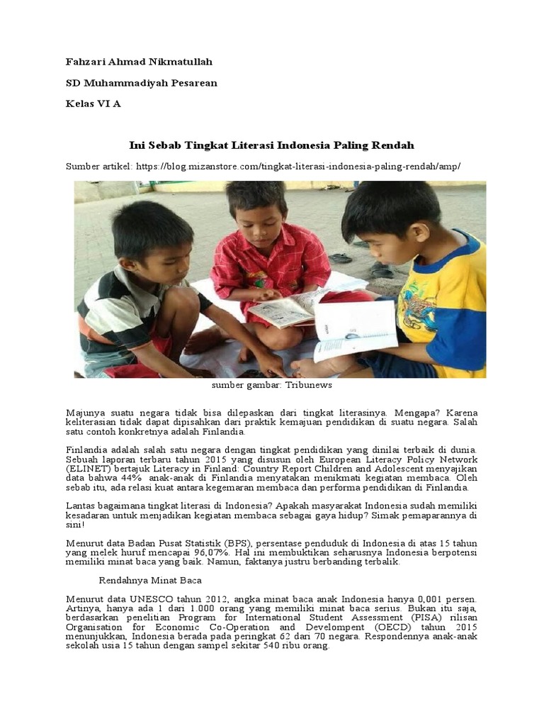 Penyebab Rendahnya Literasi di Indonesia | PDF