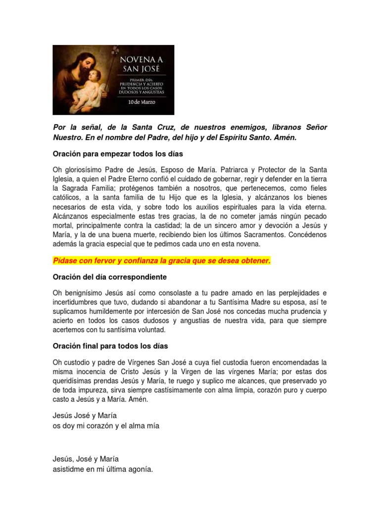 Novena a San José para conseguir trabajo | PDF | María, madre de Jesús ...