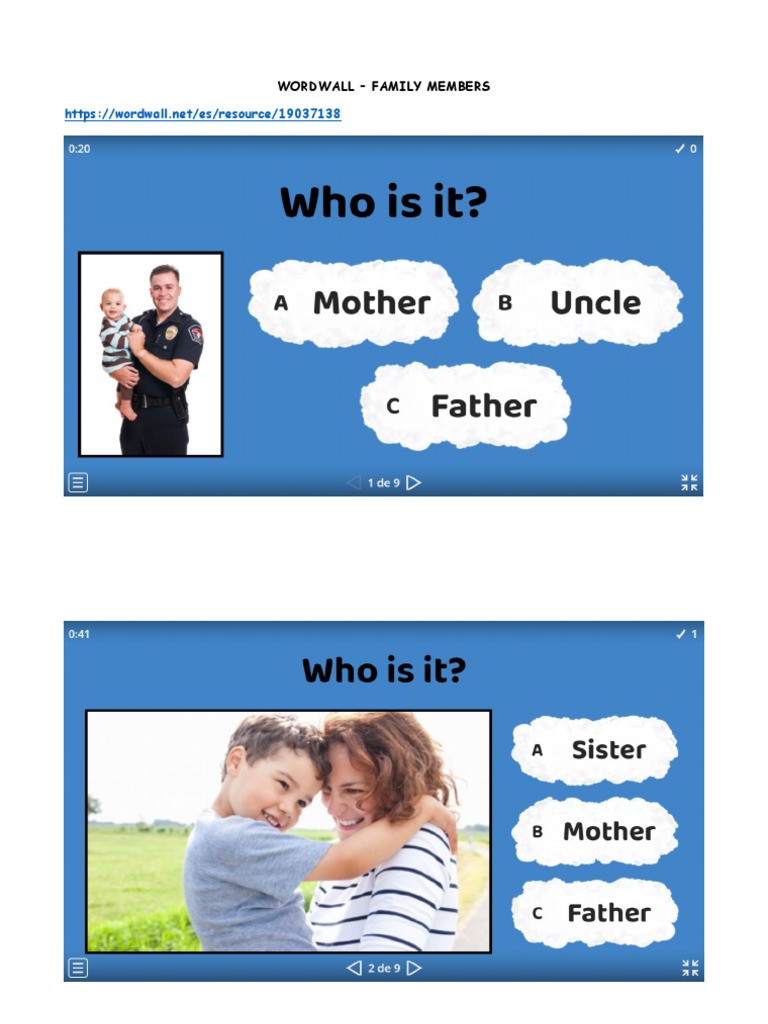 Wordwall Family Members PDF