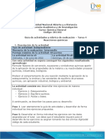 Guía de Actividades y Rúbrica de Evaluación - Unidad 3 - Tarea 4 - Reacciones Químicas