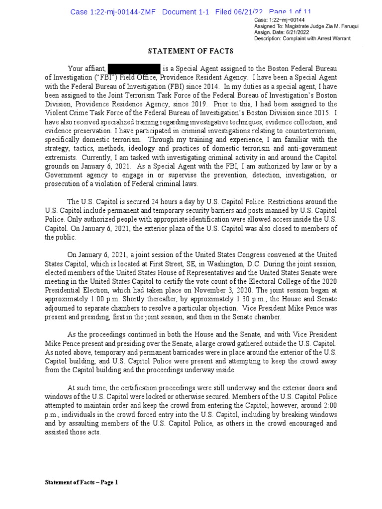 Bernard Joseph Sirr Statement of Offense Redacted PDF United