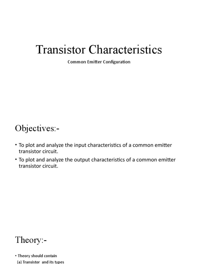 Transistor Characteristics PDF Bipolar Junction Transistor Transistor