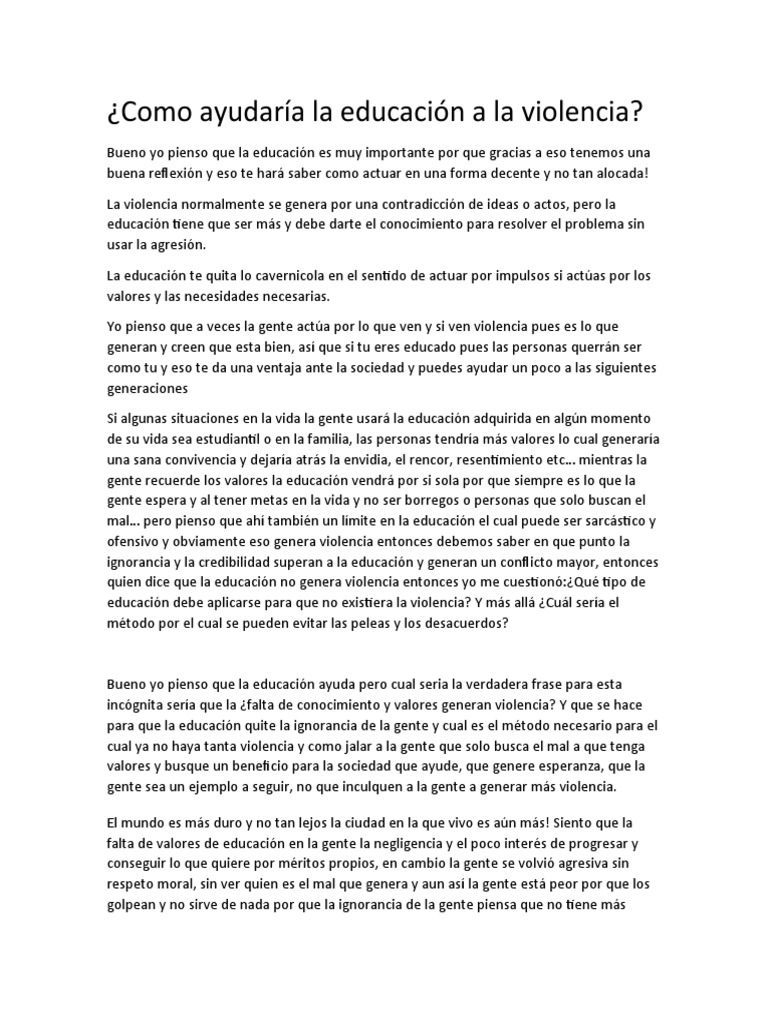 Como Ayudar A La Cultura de Paz No Violencia | PDF | Violencia