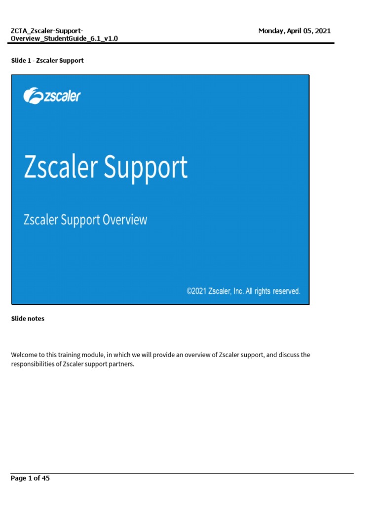 Slide 1 Zscaler Support Zcta ZscalerSupportOverview