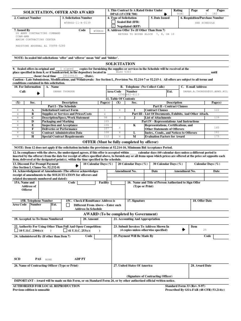 Solicitation, Offer and Award | PDF | Offer And Acceptance | Request ...