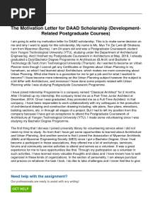 The Motivation Letter For Daad Scholarship Development Related Postgraduate Courses
