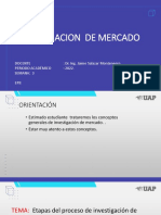 Investigacion de Mercado: Docente: Dr. Ing. Jaime Salazar Montenegro Periodo Académico: 2022. Semana: 3 Epii