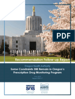 SOS Audit Recommendation Follow-Up: Legislative Action Needed To Complete Recommendations For Oregon's Prescription Drug Monitoring Program