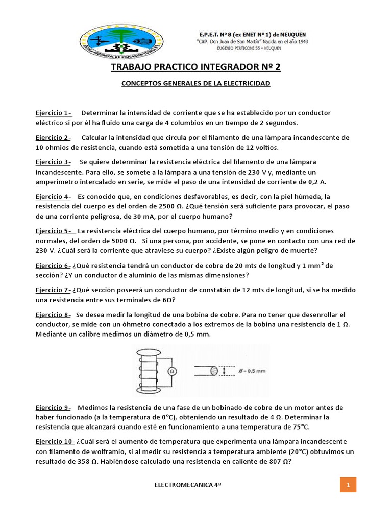 Ejercicios de Electricidad y Electromecánica | PDF | Resistencia ...