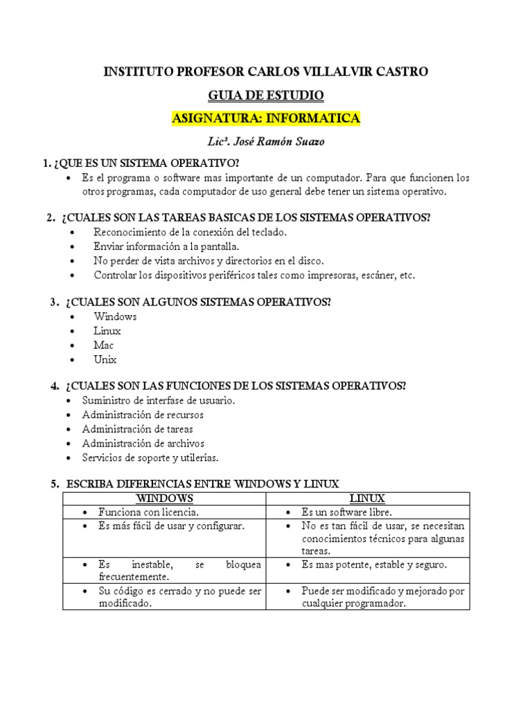 Guia de Informatica | PDF | Sistema operativo | Archivo de computadora