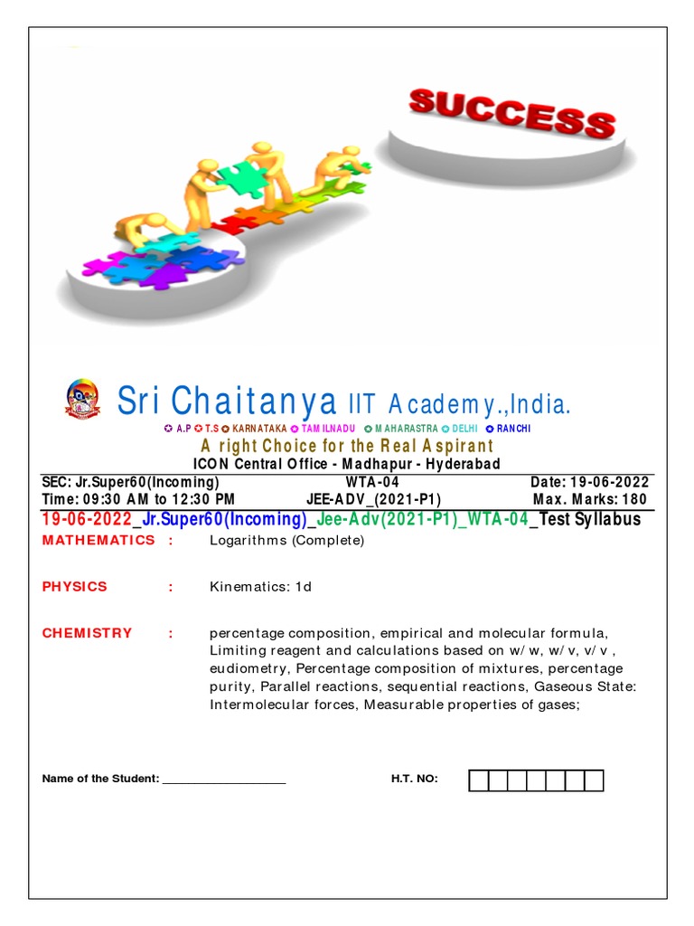JEE Advanced 2021 Model Test Paper | PDF | Velocity | Acceleration