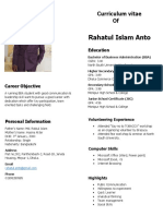 Rahatul Islam Anto: Curriculum Vitae of