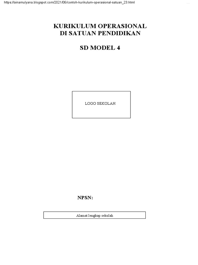 Contoh KOSP SD Kurikulum Merdeka | PDF