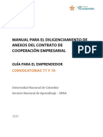 MANUAL PARA DILIGENCIAMIENTO DE ANEXOS DEL CONTRATO DE COOPERACIÓN EMPRESARIAL C - 77 Y78