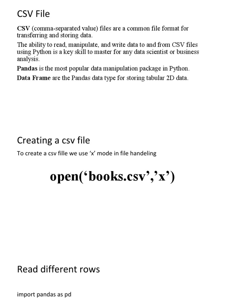 An Introduction to Working with CSV Files in Python Using the Pandas Library PDF Comma
