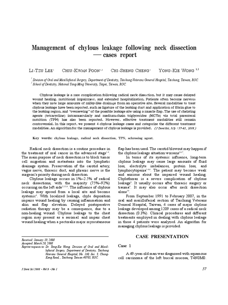 Management of Chylous Leak | PDF | Angiology | Animal Anatomy