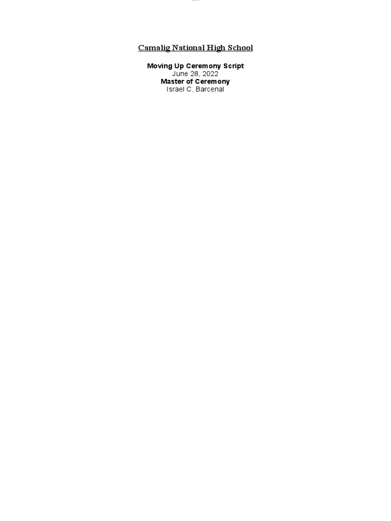 Moving Up Script 1 For Recognition | PDF