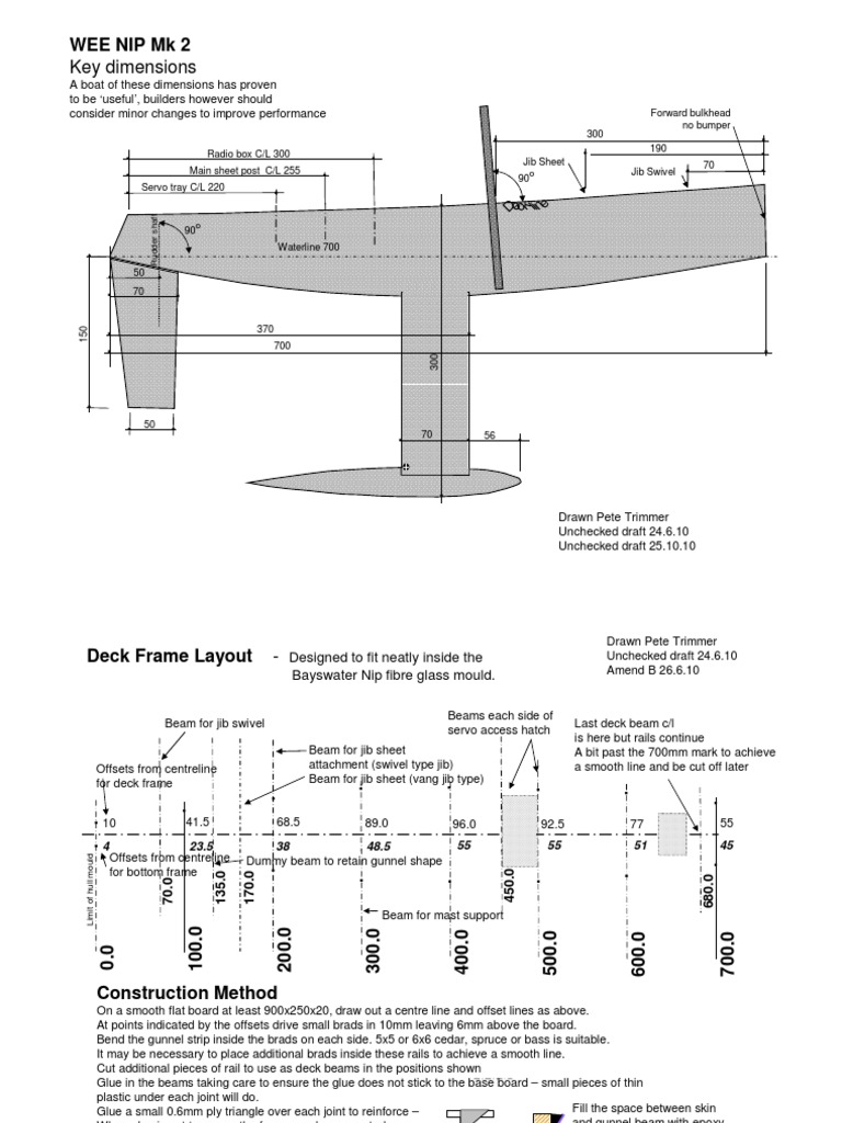 Wee Nip RC Yacht Construction Guide | PDF | Hull (Watercraft) | Deck (Ship)