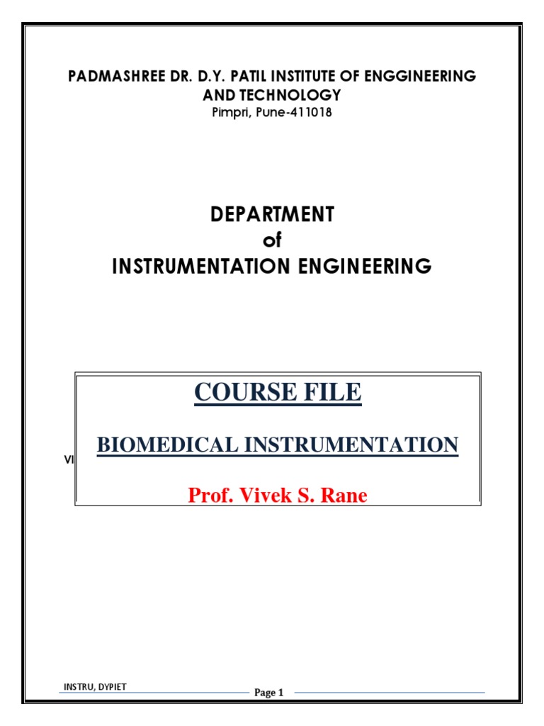 Biomedical Instrumentation Course Overview | PDF | Endoplasmic ...