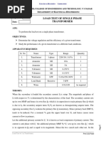 Load Test of Single Phase Transformer Phase: Expt. No: Date