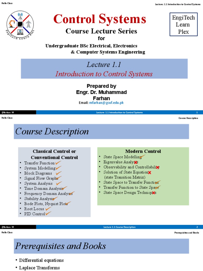 Introduction to Control Systems Overview | PDF | Control Theory | Feedback
